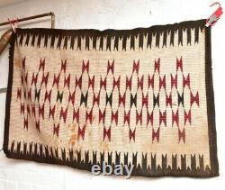 ANTIQUE Navajo Rug native american indian weaving Vintage 44x28 Raised Outline