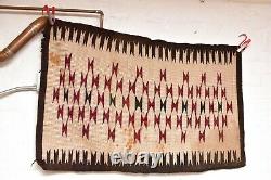 ANTIQUE Navajo Rug native american indian weaving Vintage 44x28 Raised Outline