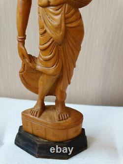 ANTIQUE STATUE Old Wood Hand Carved Decorative Indian Women Woodenware Figure