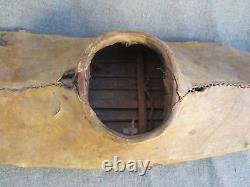 ANTIQUE VINTAGE 1900's-1930's ESKIMO INUIT INDIAN WOOD & SKIN TOY MODEL KAYAK