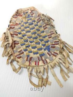 ANTIQUE VINTAGE LAKOTA INDIAN BEADED INDIAN POUCH BAG c1870-80s SOME BUFFALO