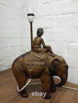ANTIQUE / VINTAGE POTTERY / CERAMIC INDIAN BOY ON ELEPHANT LAMP Reg No 96914