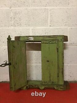 ANTIQUE VINTAGE SMALL INDIAN 19th CENTURY WOODEN WINDOW WITH ORIGINAL PAINT