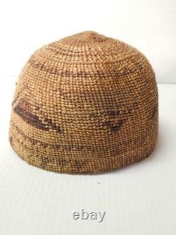 ANTIQUE VINTAGE YUROK (HUPA) INDIAN BASKET HAT NW CALIFORNIA xlnt condition