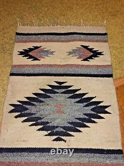 ANTIQUE Vtg NAVAJO Native American Indian Wool RUGSADDLE BLANKET 45by 22