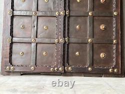 Ancient Wooden Hand Carved Iron & Brass Fitted Old Solid Rajasthani Door/panel