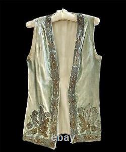 Antique 19th Century Silk Zardosi Waistcoat. Ottoman, Indian, Vintage. Small