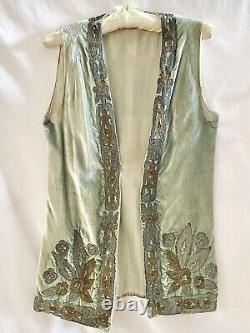 Antique 19th Century Silk Zardosi Waistcoat. Ottoman, Indian, Vintage. Small