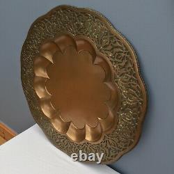 Antique Brass Large Scalloped Charger School Of Art Jeypore Heavy Old Deep Tray