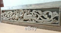 Antique Dragon Wall Hanging Wooden Panel Hand Carved Yalli Vintage Estate decor