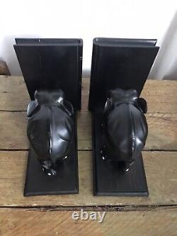 Antique Elephant Bookends Vintage Anglo Indian Ebony Decorative Victorian