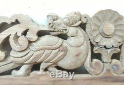 Antique Hand Carved Dragon Wall Hanging Wooden Panel Yalli Vintage Estate decor