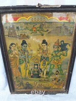Antique Hindu God Setubandha Rameswar Vintage Old Lithograph Colour Paper Print