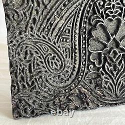 Antique INDIAN Hand Carved TEXTILE Wooden HAND PRINT Block ORNATE STAMP 8 x 6