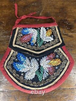 Antique IROQUOIS Beaded Flap Bag Pouch Native American Indian Vintage 6