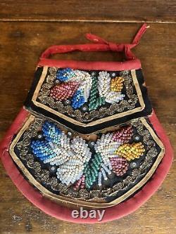 Antique IROQUOIS Beaded Flap Bag Pouch Native American Indian Vintage 6