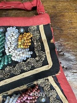 Antique IROQUOIS Beaded Flap Bag Pouch Native American Indian Vintage 6