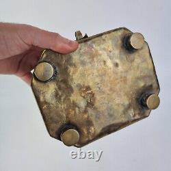 Antique Indian Brass Jali Betel Nut Box Pierced 18.5cm Wide