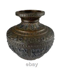 Antique Indian, Bronze Celebration Pot Lota 4.5 India 1850's Unique Rare