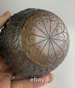 Antique Indian, Bronze Celebration Pot Lota 4.5 India 1850's Unique Rare