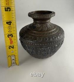 Antique Indian, Bronze Celebration Pot Lota 4.5 India 1850's Unique Rare