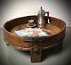 Antique Indian Grain Grinding Table. Vintage Traditional Chakki. Coffee Table
