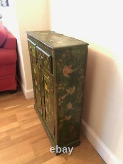 Antique Indian Green Painted Wooden Cabinet / Cupboard / Bookcase Vintage Boho