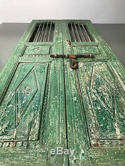 Antique Indian Jali Door. Carved Teak & Iron. Vintage Rajasthan. Jade & Vannila