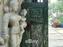 Antique Indian Jali Door. Carved Teak & Iron. Vintage Rajasthan. Jade & Vannila