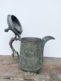 Antique Indian Kashmir Copper & Brass ewer, pitcher, jug, kettle Vintage