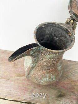 Antique Indian Kashmir Copper & Brass ewer, pitcher, jug, kettle Vintage