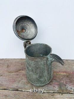 Antique Indian Kashmir Copper ewer, pitcher, jug, kettle 19th Century Vintage