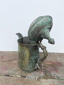 Antique Indian Kashmir Copper ewer, pitcher, jug, kettle 19th Century Vintage