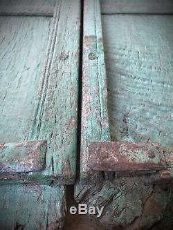 Antique Indian Mughal Arched, Shuttered Doors. Teak. Vintage Rajasthan. Jade