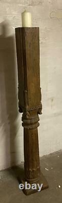 Antique Indian Pillar Column Candlestick Solid Wood Vintage Original 139cm