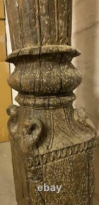 Antique Indian Pillar Column Pedestal Solid Wood 157cm High Vintage Original
