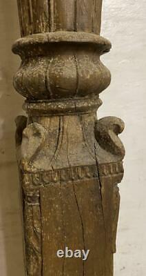 Antique Indian Pillar Column Pedestal Solid Wood 157cm High Vintage Original