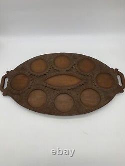 Antique Indian Teak Tray c1920s British Raj Woodenware