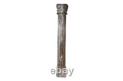 Antique Indian Teak Wood And Stone Set of 4 Pillars