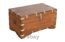 Antique Indian Teak Wood Pitara Dowry Chest