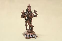 Antique Krishna Statue Small Hindu God Vintage Idol Copper Sculpture Pooja Murti