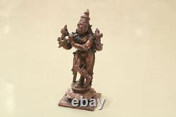 Antique Krishna Statue Small Hindu God Vintage Idol Copper Sculpture Pooja Murti