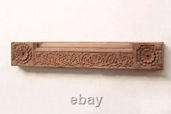 Antique Lintel Wooden Plaque Vintage Door Top Beam Indian Architectural Panel