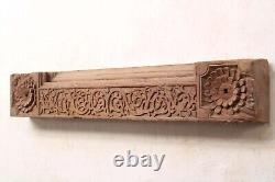 Antique Lintel Wooden Plaque Vintage Door Top Beam Indian Architectural Panel