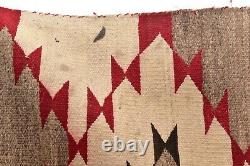 Antique Navajo Rug native american indian Textile 48x35 Weaving Eye Dazzler VTG