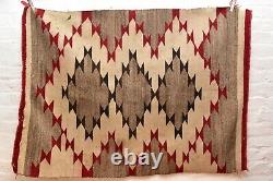 Antique Navajo Rug native american indian Textile 48x35 Weaving Eye Dazzler VTG