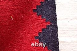 Antique Navajo Rug native american indian Textile Weaving RED Blue 50x29 vintage