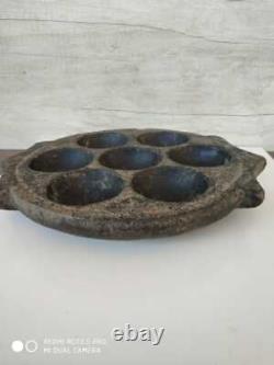 Antique Old Vintage Black Stone Idli Making 7 Molds Pan Maker Plates Platter