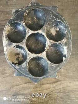 Antique Old Vintage Blackstone Indian Appam Patra Maker With 7 Pit Cavity