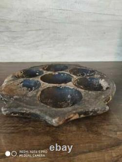 Antique Old Vintage Blackstone Indian Appam Patra Maker With 7 Pit Cavity